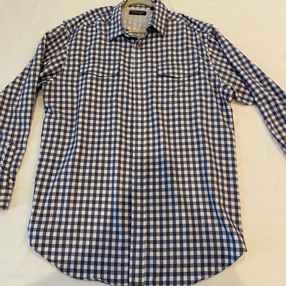 Roundtree & Yorke Men's Big Tall Vented Fishing Wicking UPF 50 Long Sleeve Shirt